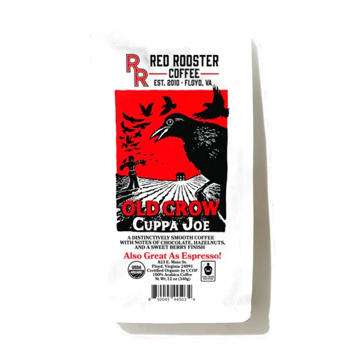 Red Rooster Coffee Roaster, Organic Old Crow Cuppa Joe, Whole Bean Coffee - 2 Pound Bag