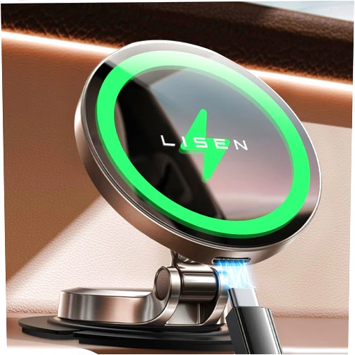 LISEN for Magsafe Car Mount Charger, 15W Fast Charging Ultra Magnetic Car Phone Holder [Mini & Metal], 2024 Wireless Magsafe Car Charger Dashboard Car Phone Mount for iPhone 16 Pro Max 15 14 13 12