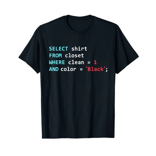 Database Tees Programmer SQL Query Geek Database Coding T-Shirt
