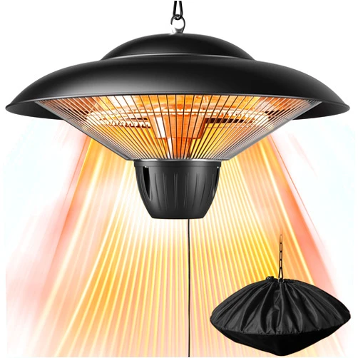 Danluke Outdoor Patio Heater, 1500W Electric Hanging Patio Heater, Ceiling Mounted Heater for Balcony, Infrared Heater for Courtyard, Garage, Patio, Overheat & Tip-Over Protection, IP34 Waterproof, Black