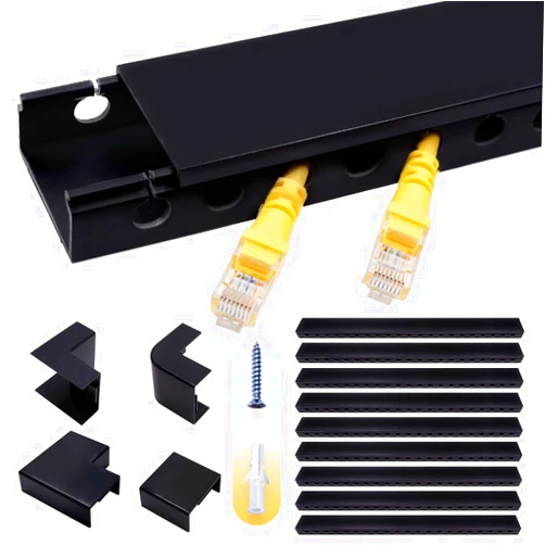 RJYKVS Cable Raceway Kit,139 Inch Open Slot Cable Management Kit with Upgraded Snap Structure,Under Desk Cord Organizer with Cable Management System for Network/PC/TVs 15.7