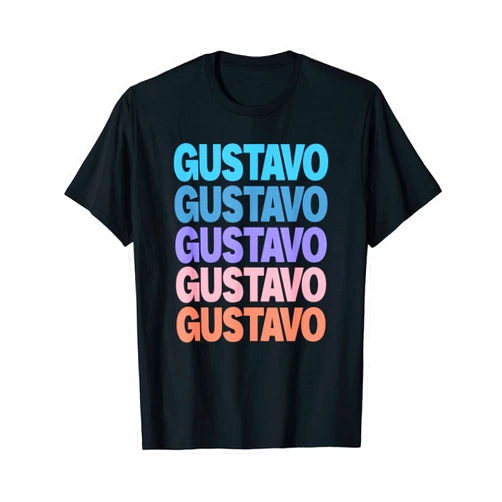 Cool Given Name Gustavo Gift Ideas Funny Modern Repeated Text Design First Name Gustavo T-Shirt
