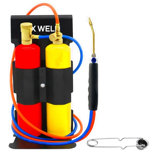 RX WELD Brazing Torch Kit Oxygen MAPP Torch Kit Portable Cylinder Metal Stand(Gas Cylinders Not Included)