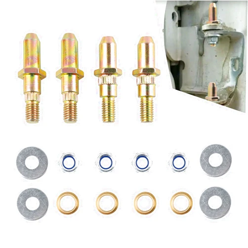 Flygun 4 PCS Car Door Hinge Pin Kits, Waterproof Durable Metal Vehicle Bushing Repair Replacement Set, Automotive Door Connector Accessories Compatible with Chevrolet Full Size GMC (Gold)