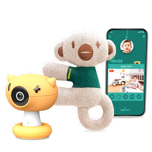 Pixsee Play Smart Baby Monitor with Camera and Audio WiFi, Works with AI-Linked Soft Toys - Baby Monitor with Smartphone App, FHD Clear Night Vision - Alexa Compatible