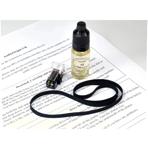 AudioOrigin Cartridge, Stylus, Drive Belt, Lubricant, Oil, Refurb Bundle for REALISTIC R-8000, LAB-300, Turntable, Vinyl player, -27