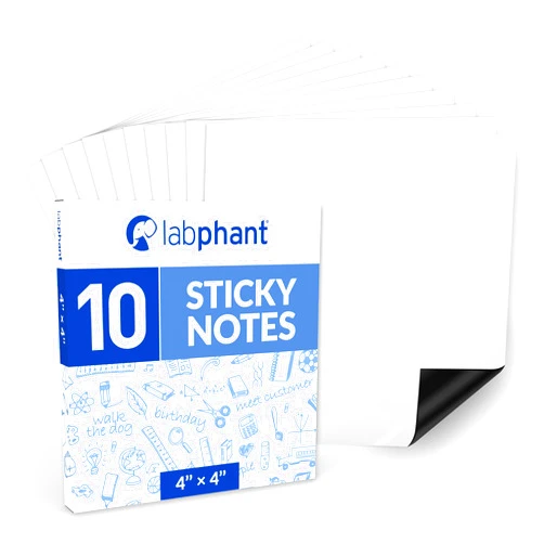 Labphant Dry Erase Sticky Notes - 10 Pack of 4x4 Inch; Adhesive Free Reusable Whiteboard Stickers for Smooth Surfaces; No More Paper Post Notes - Reusable Home and Office Product (White, 4 x 4)