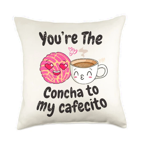 But First Cafecito And Conchas Chisme Latina Valentine Cafecito y Conchas Mujer Throw Pillow, 18x18, Multicolor