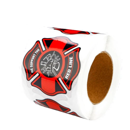 Fundraising For A Cause Firefighter Support Stickers - Red Line Badge Stickers - Perfect for Event Decoration, Appreciation Campaigns & Fundraising - 2-Roll-500