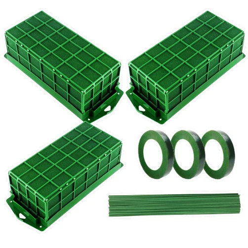 TBPA 3Pieces Floral Foam Cage Flower Holder with Floral Foam for Fresh Flowers Artificial Flowers for Table Centerpiece Floral Arrangement,Wedding Holiday Decorations(Floral Tape x3,Floral Wire x50)