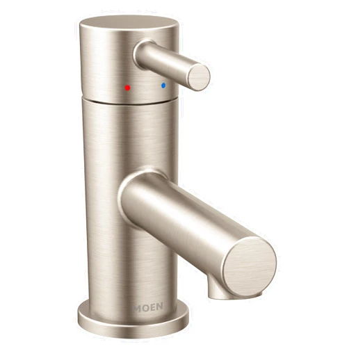 Moen 6191BN Align One-Handle Single Hole Low Profile Modern Bathroom Faucet with Drain Assembly, Brushed Nickel