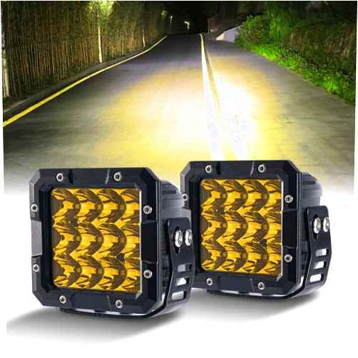 ANGU-OFFROAD Amber LED Pods, 2PCS 6Inch 120W LED Cubes Upgraded Spot Beam Driving Backup Light Reverse Light LED Pods Driving Lights LED Cubes LED Ditch Lights Off Road Lights for Trucks ATV UTV SUV