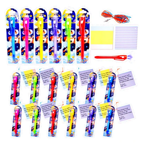 EODVICS Invisible Ink Pens Gifts Cards. 24 Pack Spy Pen invisible pens with uv light for kids, Magic Pen for Secret Message, Birthday Party,Christmas, and Halloween Goodies Bags Toy(24PCS+Gifts Cards)