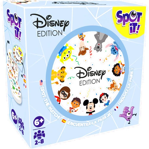 Zygomatic Spot It! Disney Card Game Eco-Blister Edition, 5-in-1 Visual Perception Game for Quick Reflexes and Family Fun, Ages 6+, 2-8 Players, 10 Minute Playtime, Made
