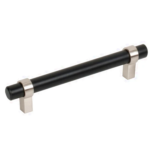 Jeffrey Alexander 128 mm Center-to-Center Matte Black with Satin Nickel Key Grande Cabinet Bar Pull
