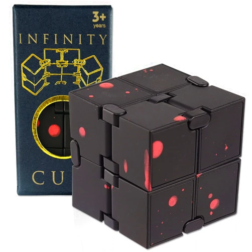 SMALL FISH Fidget Infinity Cube - Built-in Metal Never Ending Infinity Cube, Cool Sensory Infinite Fidget Toy for Stress and Anxiety Relief, Best for Adults and Kids with Autism,and ADHD (Black)