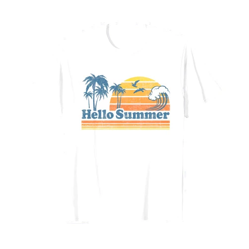Retro Beach Vacation Summer Quotes Shirts & Gifts Funny Hello Summer Vacation Beach Vintage 70s Retro Cute T-Shirt