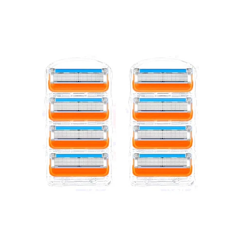 Generic 8pcs Razor Blade Shaving Razor Blade Refills for Gillette Fusion 5, Orange New Version,Razor Refills for Men,Mens Razor Blade Refills for a More Comfortable Shave