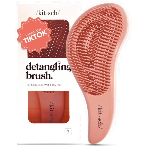 Kitsch Detangling Brush for Adults & Kids - Professional Wet & Dry Hair Detangler, No Pain, Tangle Free Flexible Bristles - Easy to Hold, Shower & Travel Hair Brush, Fits All Hair Types - Terracotta