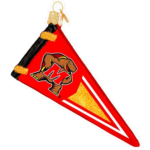 Old World Christmas University of Maryland Pennant Glass Blown Christmas Ornament