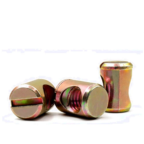 Thgiving 10 Pieces M4 Barrel Nuts in Meters,Slot Wrench,with Cross-Positioning Pins Used for Chairs,Colored Zinc-Plated Carbon Steel M4-8-8mm Furniture Nuts