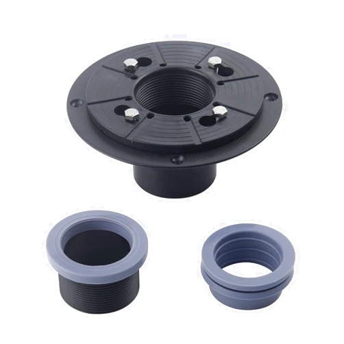 DEOKXZ 2 Inch Shower Drain Base Flange Kit Base, Threaded Adjustable Ring Adapter and Rubber Coupling Gasket for Installation of Square Linear Floor Drain Without Hub PVC
