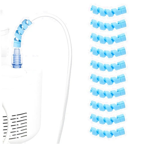 JFHNMLW 10 Pack Oxygen Tube Support Crimp Straightener for Portable Oxygen Concentrator, Oxygen Tubing Support for Oxygen Tank Oxygen Hose Nasal Cannula Oxygen Accessories (Blue)