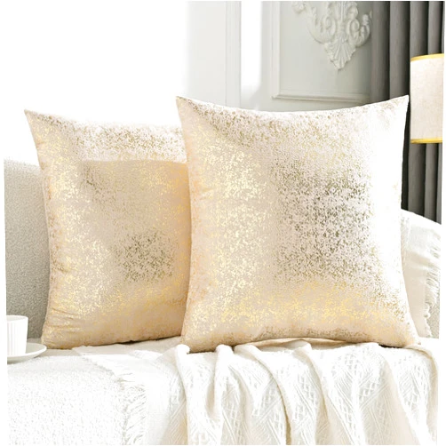JELLYMONI Sparkling Decorative Pillow Covers Set of 2,Gold Glitter Throw Pillows Cover 18x18in Inch for Living Room Bed Sofa Couch, Morden Home Luxury Decor(18x18in,Gold Champagne)