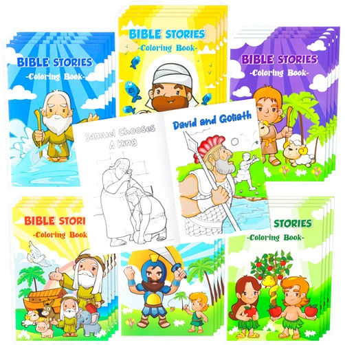 Zainpe 24Pcs Christian Bible Stories Coloring Books for Kids Bible Study Theme DIY Art Drawing Book Jesus Noah's Ark Pattern Color Booklets Party Favors Supplies Birthday Gift Goodie Bag Filler