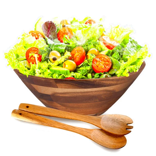 Creekview Home Emporium Acacia Salad Bowl and Serving Utensil Set - Large Wooden Salad Bowl with Serving Spoon and Fork