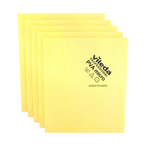 Vileda Professional | PVA Microfiber Cloth | All Purpose Cleaning Shammy | Shiny Streakfree Results | Synthetic Chamois Towel | Ideal for Hard Surfaces | Smooth Absorbent Materials | 5 Pack | Yellow