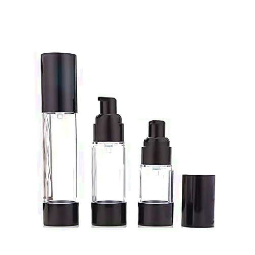 Ergonflow 3Pcs/lot 15ML 30ML 50ML Empty Black Airless Lotion Cream Pump Plastic Container Cosmetic Bottle Dispenser Travel Refillable Containers