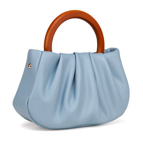Milan Chiva Clutch Purses for Women Small Handbags Dumpling Mini Cloud Bag with Wooden Handle
