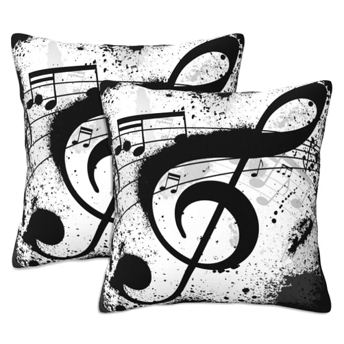 Naqiuli Throw Pillow Cover Case Music Notes Pillow Covers 18x18 Inch Set of 2,Soft Decorative Throw Pillow Case for Living Room Bedroom Sofa Couch Cushion Covers