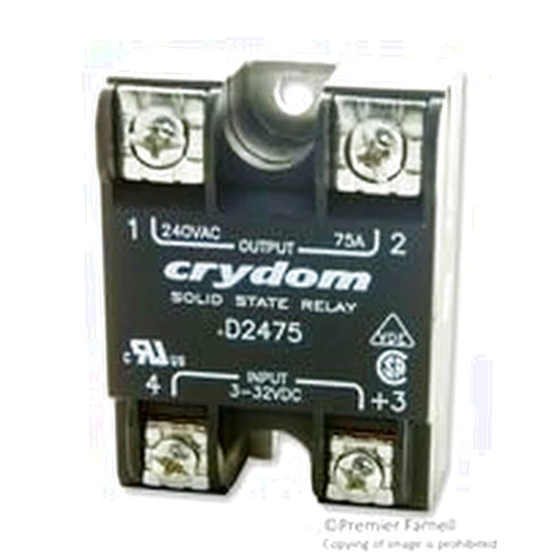 SENSATA/CRYDOM - D2475 - Solid State Relay, SPST-NO, 75 A, 280 VAC, Panel, Screw, Zero Voltage Turn On