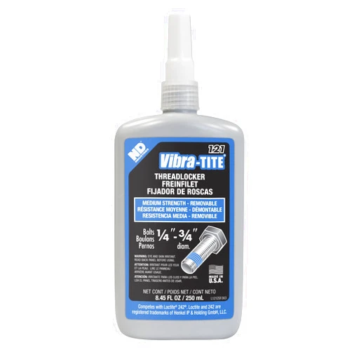 Vibra-TITE - 12125 121 Medium Strength Removable Anaerobic Threadlocker, 250 ml Bottle, Blue 250 milliliters Blue 1