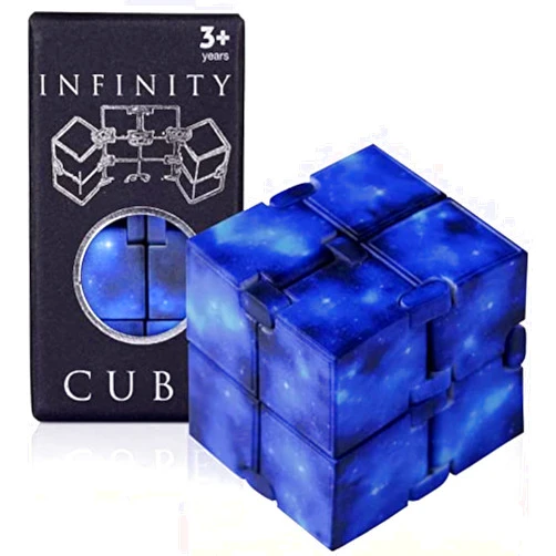 SMALL FISH Infinity Cube Toy Fidget Galaxy, Fidget Sensory Cube Toy for Kids and Adults for Stress Relief and Anti-Anxiety, Mini Gadget for Boys and Girls with Autism, ADD, and ADHD, Cool Handheld Desk Toy