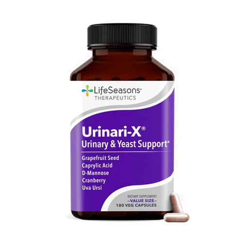 LifeSeasons Urinari-X - Urinary Tract Support - Fast Acting UTI Relief - Vitamin Supplement for Healthy Bladder Function & Immunity - D-Mannose, Cranberry, Caprylic Acid, Uva Ursi & Grapefruit - 180 Capsules