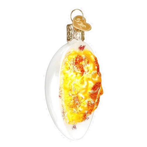 Old World Christmas Glass Blown Ornament with S-Hook and Gift Box, Food Collection (Deviled Egg)