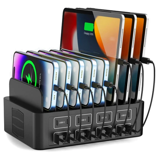 RUANSZZ 150W/35A Charging Station for Multiple Devices, RUANSZZ 16 Port USB~C Fast Charging Station, Multiple Charger Organizer Compatible with Cell Phone, iPad, Kindle, Tablet and Other Electronic