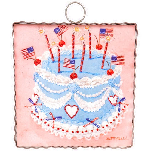 The Round Top Collection Mini Gallery Celebration Cake Hanging Accent - Colorful Metal Wall Art for Birthdays and Parties - Small Festive Décor Piece