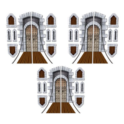 Beistle 27 Piece Printed Plastic Medieval Theme Castle Door & Window Photo Props, Princess Party Decorations for Your Wall