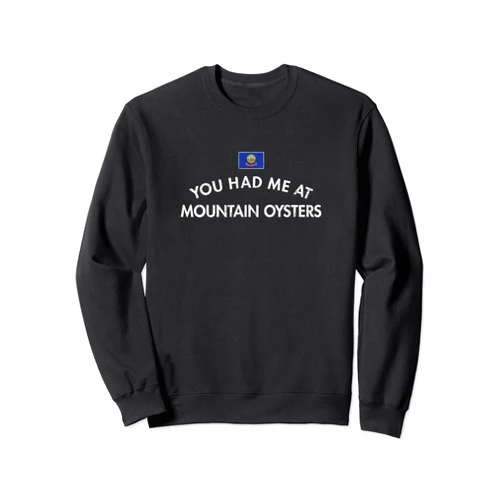 West USA Cattle Fries Eagle Idaho Festival Gift Rocky Mountain Oysters Deep Fried Bull Testicles Appetizers Sweatshirt