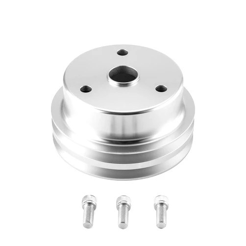 WeiSen 2 Groove 2V Crankshaft Pulley V-Belt Compatible with SB SBC Small Block Engines Chevy 283 302 305 327 350 400 Long Water Pump