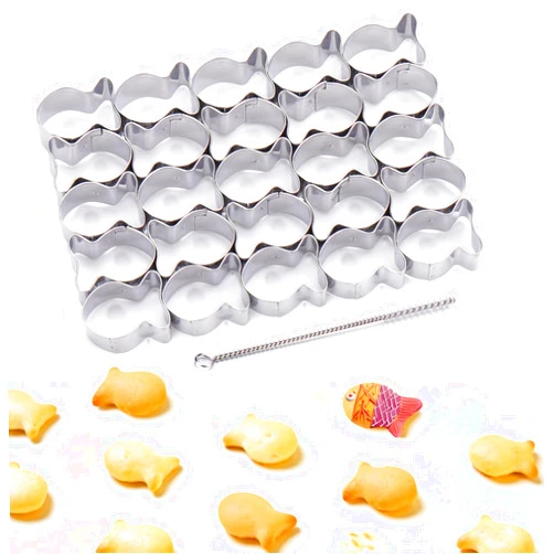 AIERSA Gold Fish Cracker Cutter,25 Cavity Fish Cookie Cutter,Mini Gold Fish Shapes Molds for Cookie,Non-stick Dough, Stainless Steels Cookie Cutters Mold for Baking