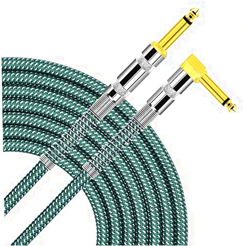 Senor Cable Guitar Cable, 6ft 1/4 inch TS Right Angle to Straight Guitar Instrument Cord for Electric Guitar, Bass, Amp, Keyboard, Mandolin - (6) Feet