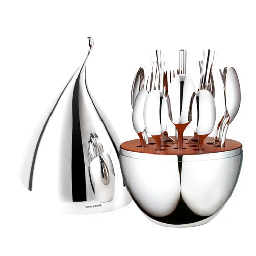 KINGSTONE Silverware Set with Waterdrop Storage Organizer, 20-Piece Forged Flatware Cutlery Set in Gift Box, Premium Stainless Stee Service for 4, Mirror Polished, Ideal for Kitchen, Wedding, Gift​