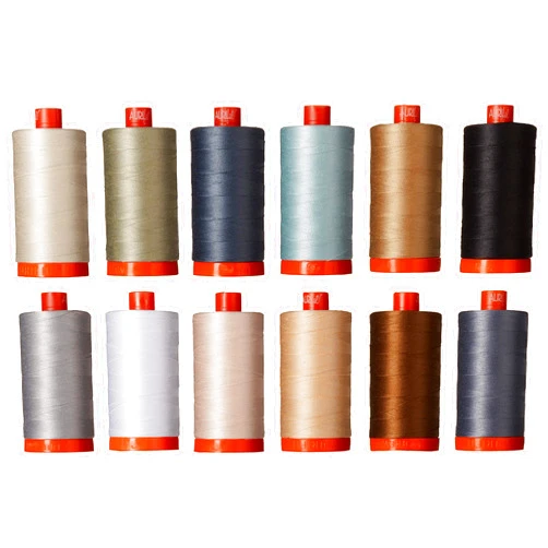 Aurifil Christa Quilts Piece and Quilt Neutrals Aurifil Thread Kit 12 Large Spools 50 Weight CW50PQN12, Assorted, 12 count (pack of 1)