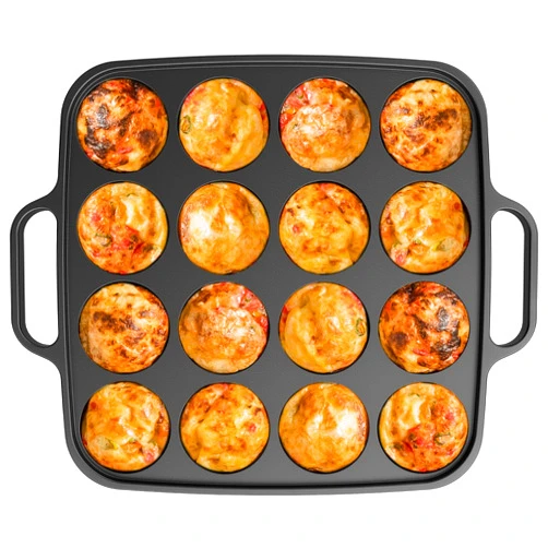 Otafuku Takoyaki Plate, Cast Iron Japanese Grill for Cooking Takoyaki Balls, Nonstick Pan (16 Holes)