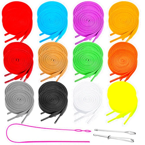 FFNIU Flat Drawstring Pants Replacement - 24 Pack Drawstrings for Shorts Replacement, Colorful Flat Drawstring Replacement for Jackets Swim Trunks Shoe Laces Tote Bags 47